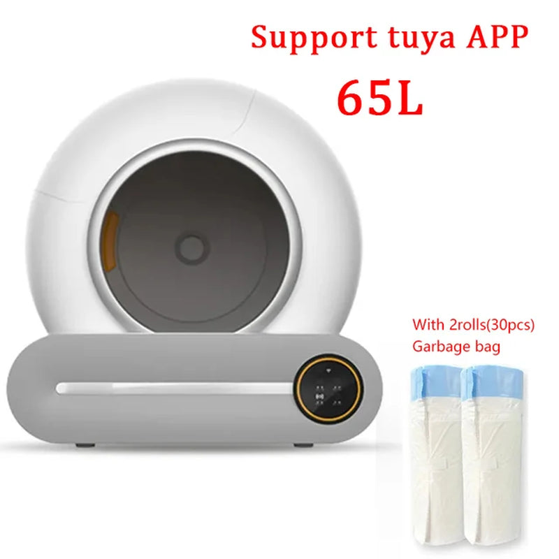 LMZOE 65L Automatic Cat Toilet Supplies Smart Pet Self Cleaning Large Litter Box for Cats Tuya APP Control English Version