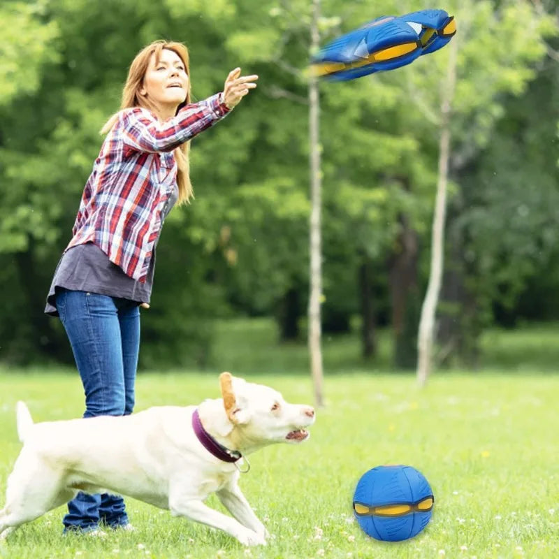 Dog Toys Ball with Lights, Interactive Dog Toys Pet Toy Flying Saucer Ball, UFO Magic Ball Flying Saucer Ball Dog Toy